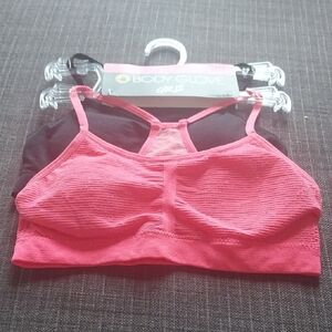 Body Glove Girls Pink and Black 2 Pack Seamless Bralette With Rrmovable Cups